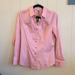 Express pink fitted button down shirt, size M